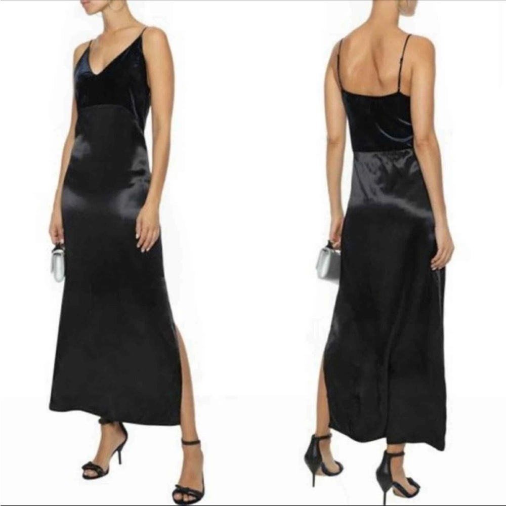 Maje Velvet Bodice Slip Midi Dress | Size 2 (US Medium)